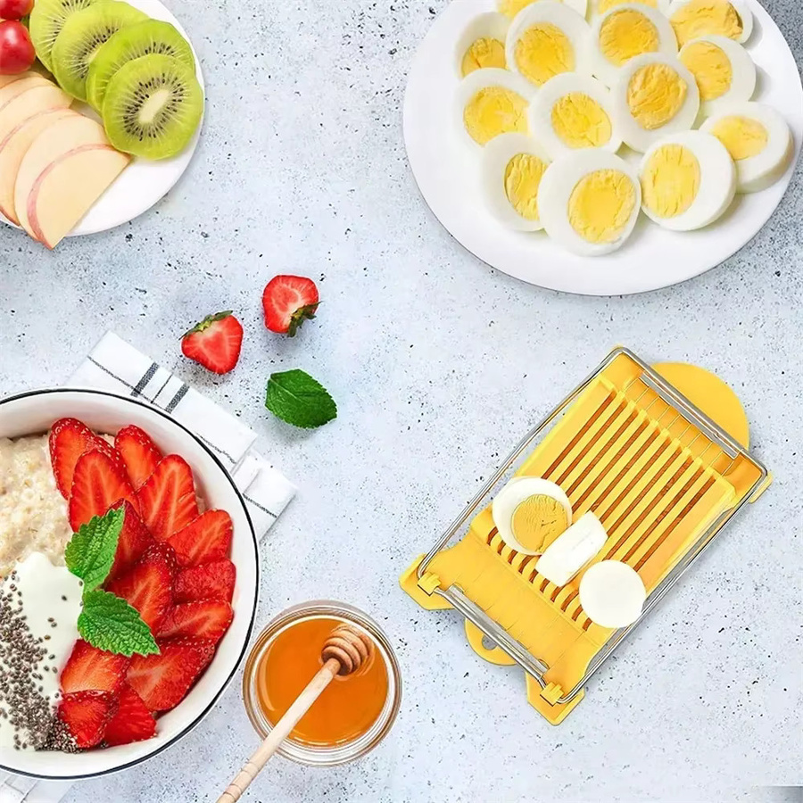 DUTRIEUX Multifunktionaler Slicer aus Edelstahl und Kunststoff für Schinken, Eier und Obst in Weiß und Gelb - Bild 2