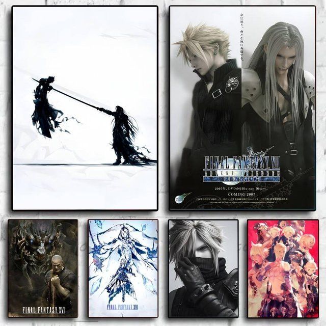 Final Fantasy Anime Videospiele Wandposter Selbstklebender Wasserdichter Papier Aufkleber für dein Zimmer oder deine Bar - Bild 1