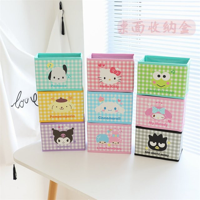 Hello Kitty und Kuromi Desktop-Kosmetiktasche aus Leder als faltbarer Organizer für Handy und Fernbedienung - Bild 1