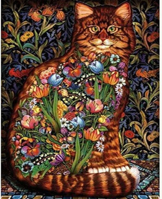 FIYO 5D DIY Diamond Painting Welt der Katzen, Stickerei Set mit Strass, mehrfarbig, B/H: 20 x 30 cm - Bild 1