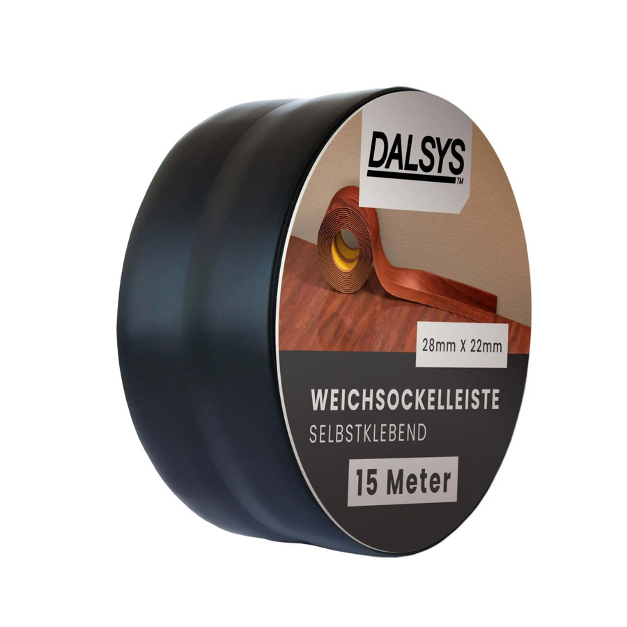 Dalsys Weichsockelleiste selbstklebend aus PVC in Schwarz, 15 m Länge - Bild 2