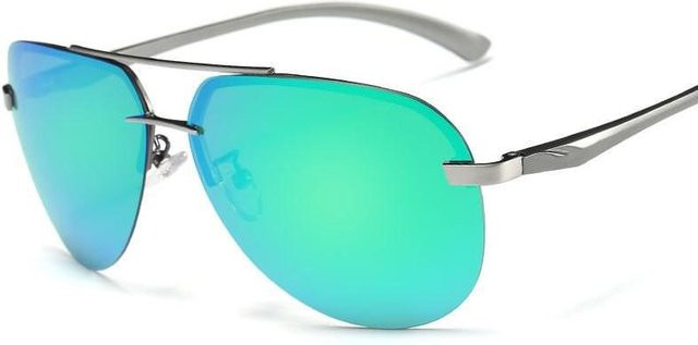 AORON Sonnenbrille Aviator, Metall, semi_rimless, silber, unisex, polarisiert - Bild 1