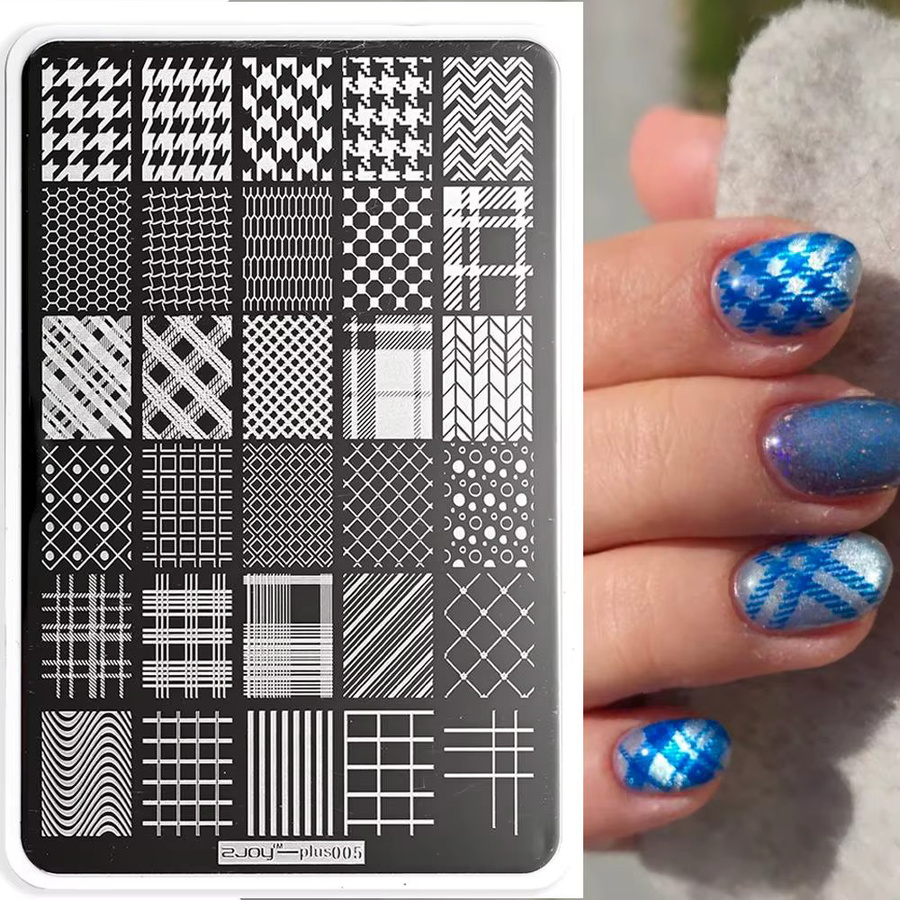 MAFANAILS Nagelstempelplatte, Karo-Linien, 14,5*9,5cm, Unisex - Bild 2