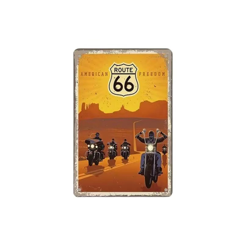American Freedom Biker Route 66 Metallschild in Multicolour als nostalgische Retro-Dekoration, B: 20,0 cm, H: 14,0 cm, T: 1,0 cm - Bild 2