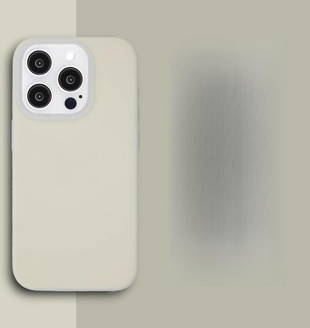 Apple iPhone Handyhülle aus flüssigem Silikon in Beige, sturzsicher und mattiert, passend für iPhone 16, 15, 14 Pro Max, 13 und 12 Pro - Bild 1