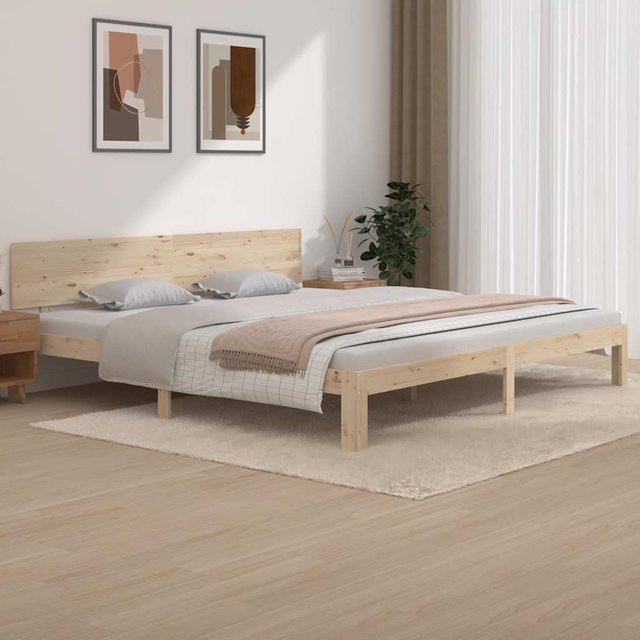 vidaXL Massivholzbett aus Kiefer in Braun, B/T/H: 200 x 200 x 69,5 cm - Bild 2
