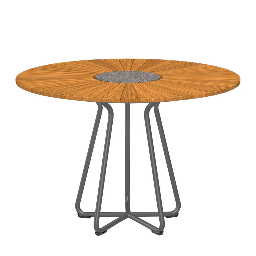 Houe Gartensitzgarnitur Set aus Bambus mit 4 Sesseln Click und CIRCLE Gartentisch in Olive Green, Tisch Durchmesser: 110 cm - Bild 2