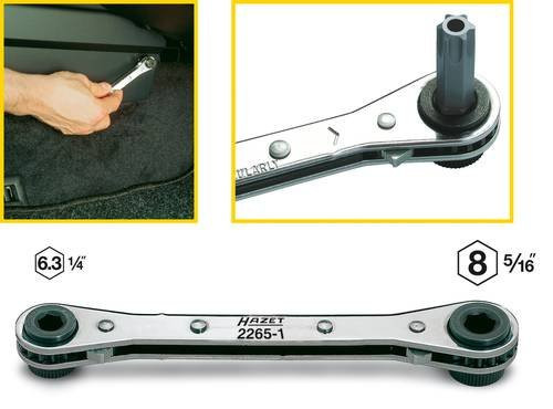 Hazet Bit-Ratsche 2265-1 in Silber mit 1/4 Zoll und 5/16 Zoll Aufnahme - Bild 1