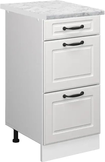 Vicco R-Line Schubladenschrank für die Küche in Weiß im Landhausstil mit Marmor-Optik, B/T/H: 40 x 46 x 81,6 cm - Bild 1
