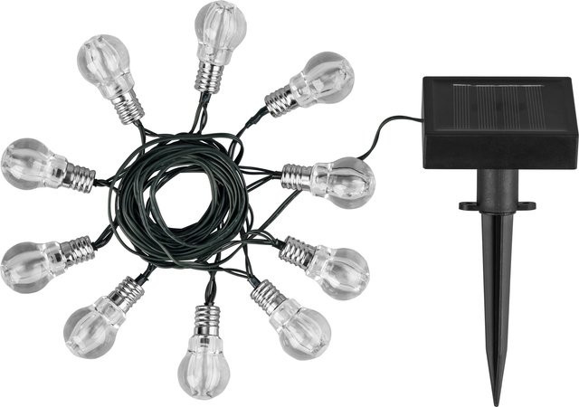 LIVARNO Solar-Sommerlichterkette mit LED-Glühbirnen in Warmweiß, wetterfest nach IP44 für Garten, Terrasse und Balkon - Bild 1