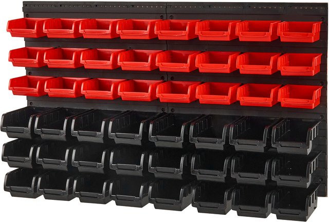 SucceBuy Wandmontage Werkzeugorganizer mit 48 Aufbewahrungsboxen und Wandpaneelen in Rot für Schrauben, Muttern und Bolzen - Bild 1