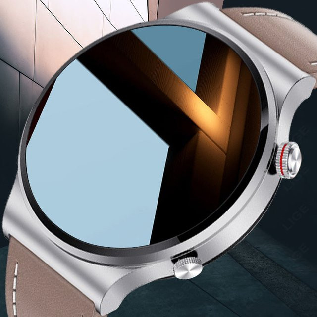 LIGE Smartwatch, NFC, Bluetooth, Leder, Schwarz, Herren - Bild 1