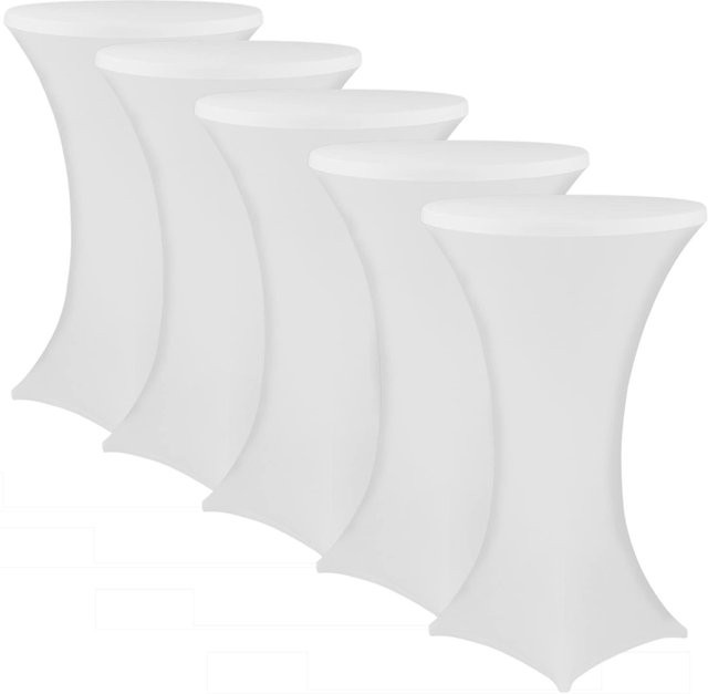 NYVI Stehtischhusse NYVIGala 5er Set Weiß, elastische Stretchhusse für runde Stehtische und Bistrotische, Durchmesser: 60-65 cm - Bild 1