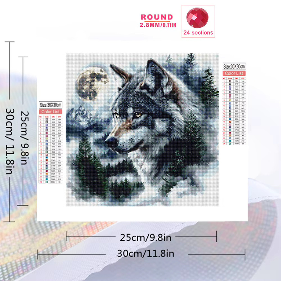 Momoart Diamantmalerei Wolf Tier DIY Diamant-Mosaik Set in Multicolour für Anfänger zur Heimdekoration - Bild 2