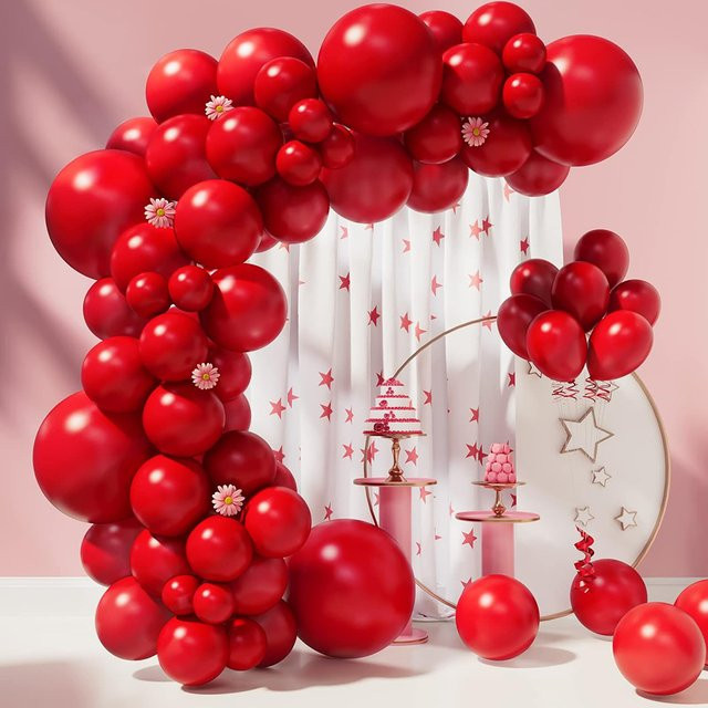Surpsea Luftballon Girlande Set in Rot und Schwarz mit Konfetti für Geburtstag, Abschluss, BBQ oder Casino Party - Bild 1