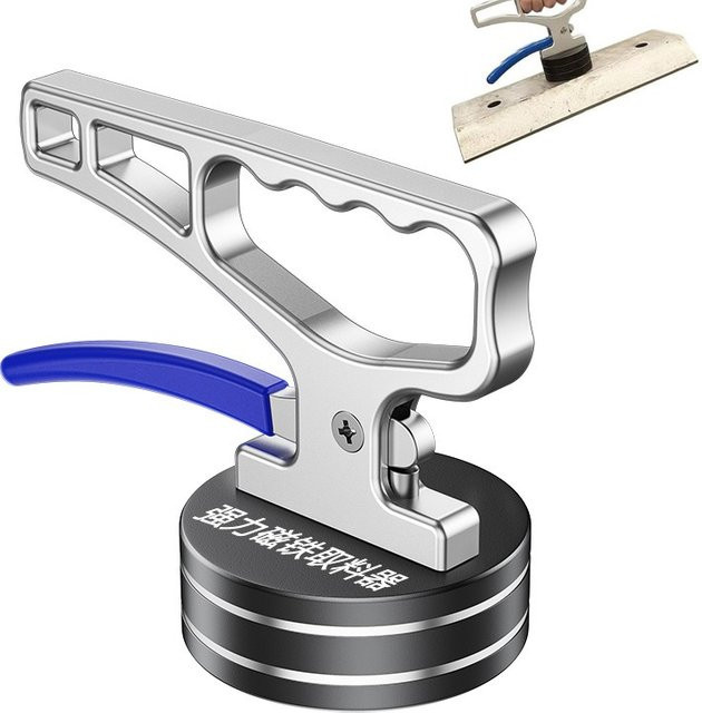 Robustes magnetisches Aufnahmewerkzeug in Silber mit Griff zum Heben von Metall und Schnellverschluss - Bild 1