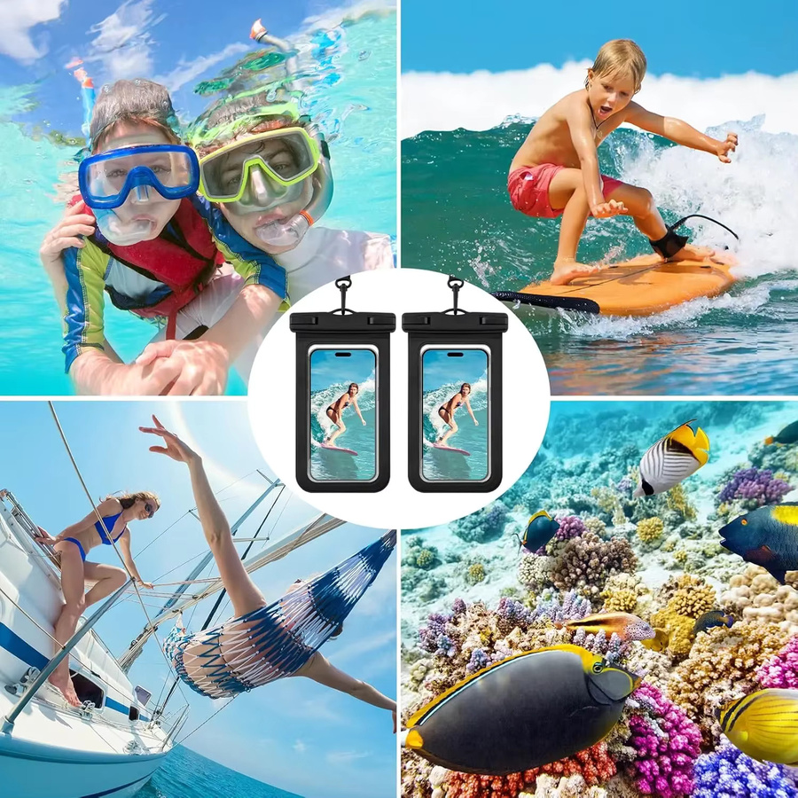 Wasserdichte schwimmende Handyhülle in Schwarz zum Schutz deines Telefons beim Tauchen, Schwimmen und am Strand - Bild 5
