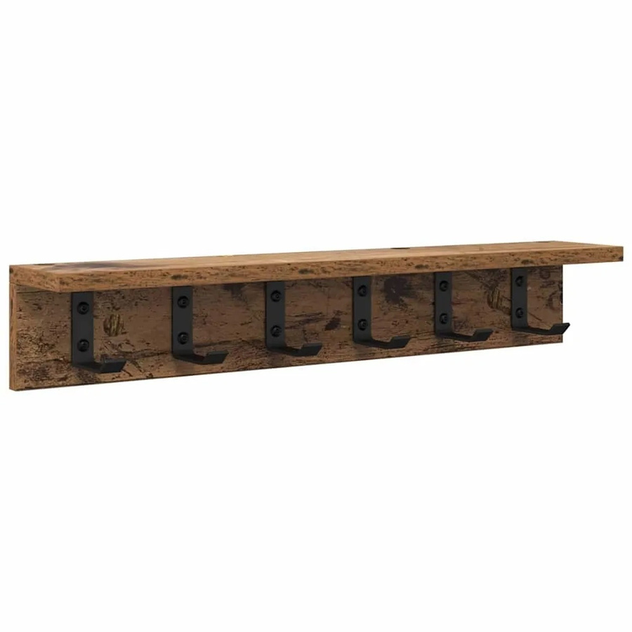 vidaXL Wandmontierter Nachttisch aus Altholz in Braun, B/T/H: 60 x 10,5 x 10,5 cm - Bild 2