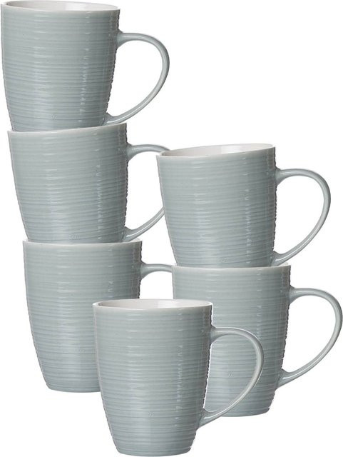 Ritzenhoff & Breker Kaffeebecher Suomi aus Keramik, Grau, 6er Set, 310 ml - Bild 1