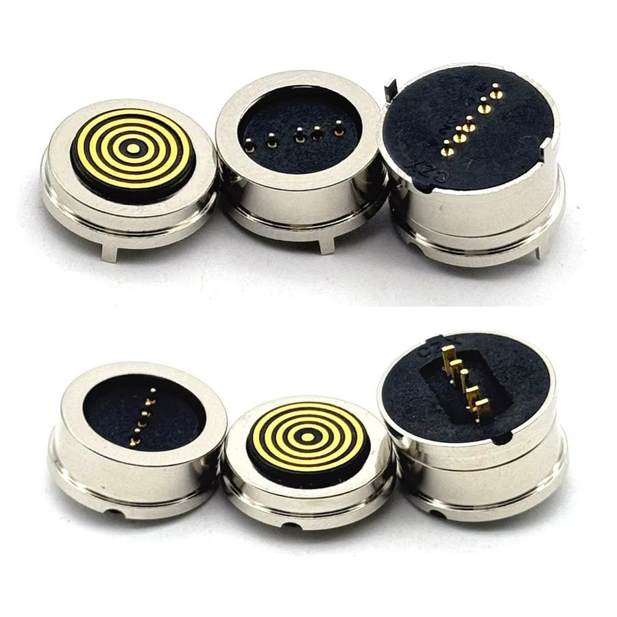 LAJQTAO 360 Grad kreisförmiger magnetischer Pogo-Pin-Steckverbinder 5-polig, Männlich-Weiblich-Sonde, DC-Stromladebuchse, Farbe: Silber - Bild 3