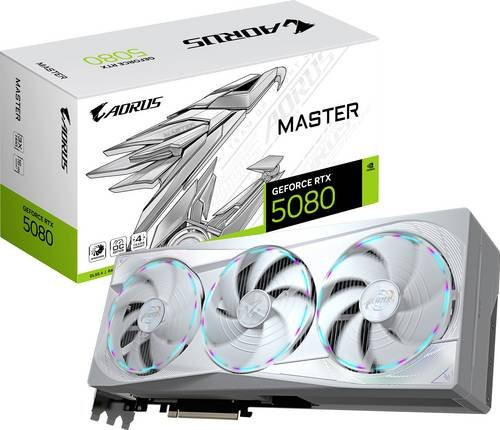 Gigabyte AORUS GeForce RTX 5080 MASTER ICE Grafikkarte, 16 GB GDDR7, Weiß - Bild 2