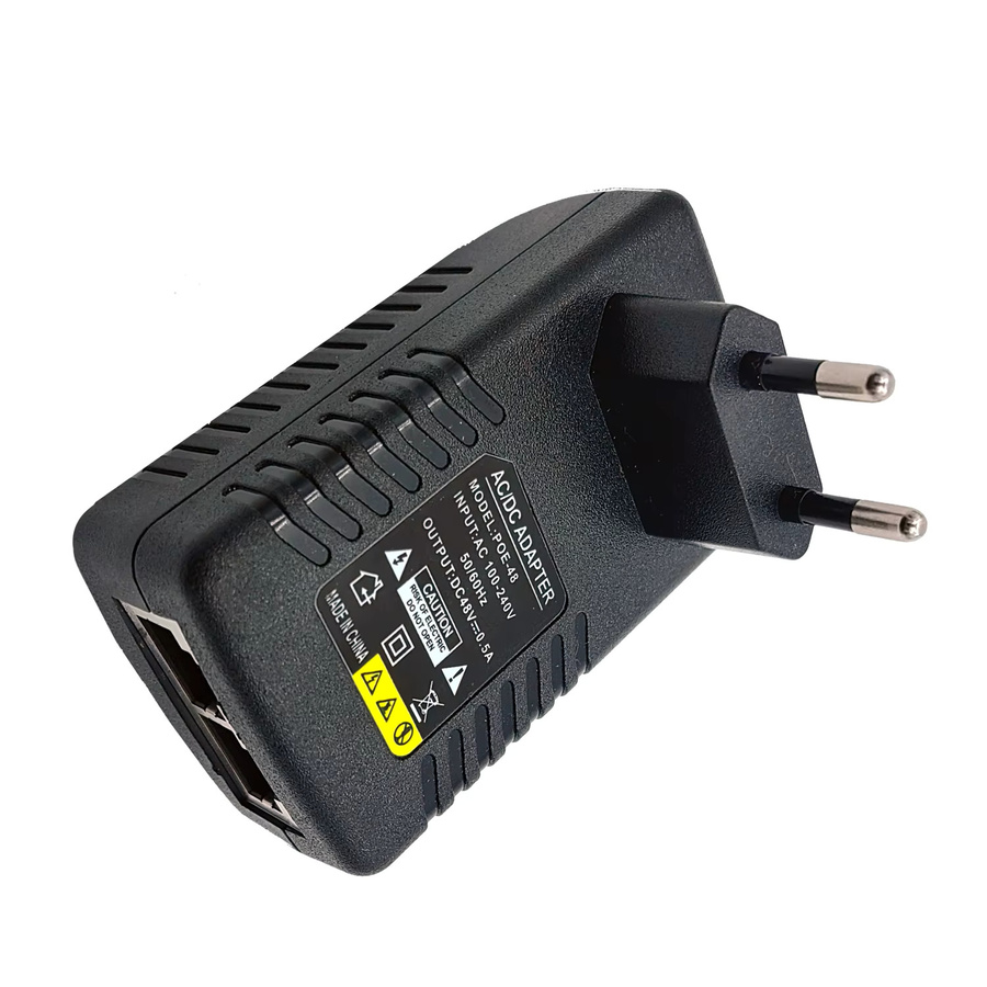 JIENUO 48V PoE Netzteil Adapter mit EU/US-Stecker in Schwarz für CCTV Sicherheitsüberwachung, Ethernet IP Kameras, PoE Injektoren, NVR und Router - Bild 4