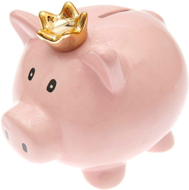 Rico Design Sparschwein Prinzessin aus Keramik in Rosa und Pink, B: 15,5 cm, T: 13,0 cm, H: 13,5 cm - Bild 1