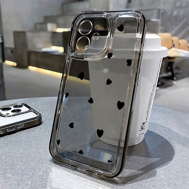 TUNEDEE Silikon Handyhülle mit Herz-Design für iPhone Modelle, Transparent - Bild 1