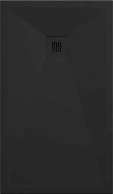 Mirlo Duschwanne Onda aus Mineralguss Extra Flach Schwarz B: 190 cm, T: 80 cm - Bild 1
