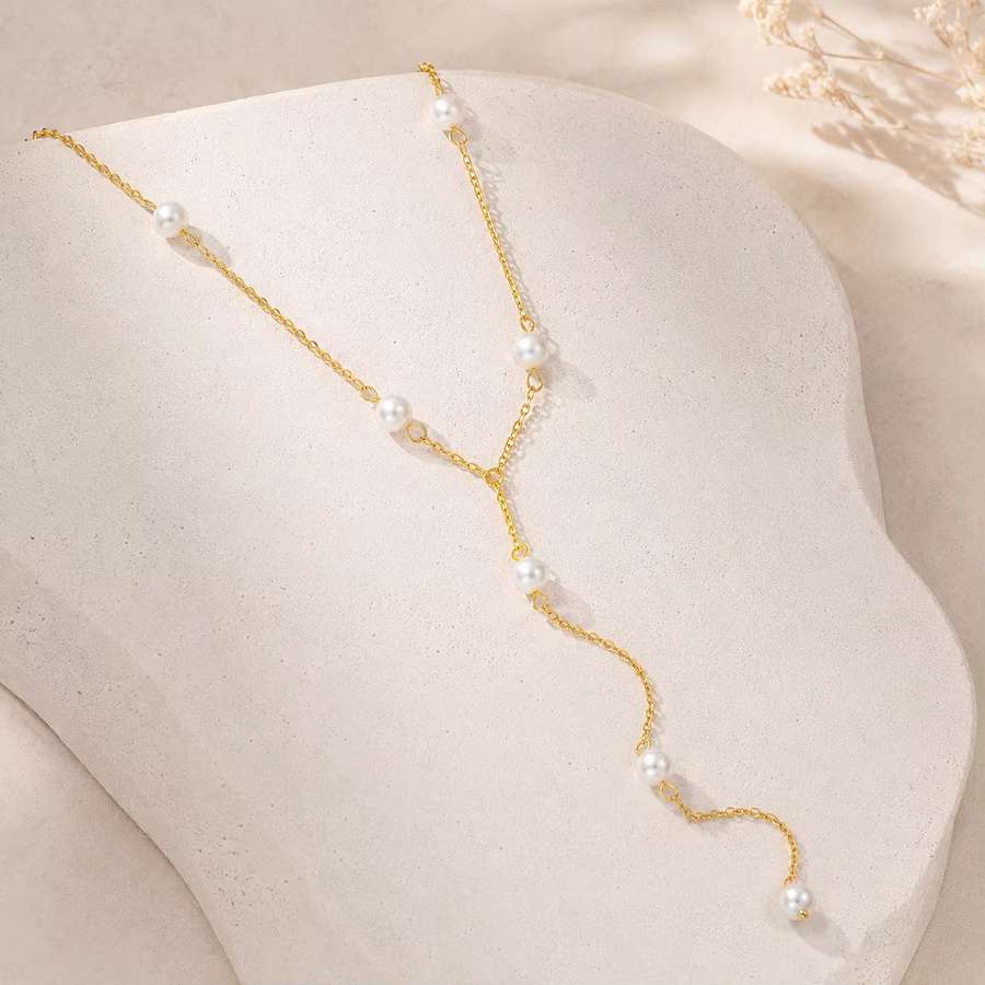 Erpels Halskette, Süßwasserperlen, Edelstahl, Damen, Gold - Bild 3