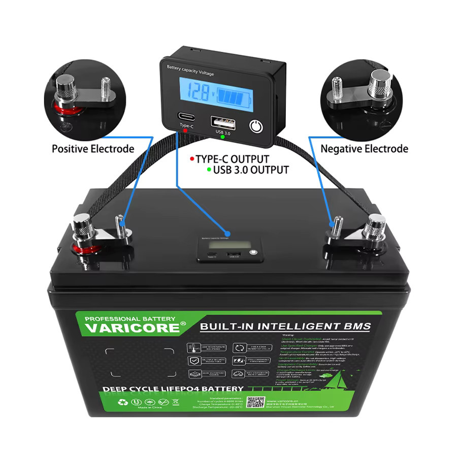 VariCore Lithium-Eisenphosphat-Batterie 12 V 120 Ah in Schwarz mit integriertem BMS für Solaranwendungen, Wohnmobile, Boote und netzunabhängige Systeme - Bild 5