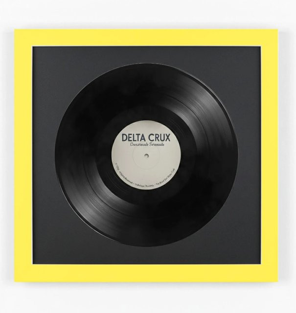 K-Möbel Schallplatten Rahmen Gelb mit schwarzem Passepartout für Vinyl, 2er Set, B/H: 40 x 40 cm - Bild 1