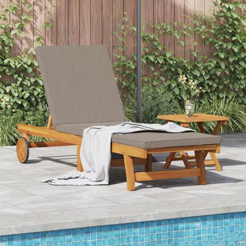 Vidaxl Sonnenliege mit Kissen aus Akazie Massivholz in Braun B: 63 cm, L: 199 cm, H: 85 cm - Bild 1