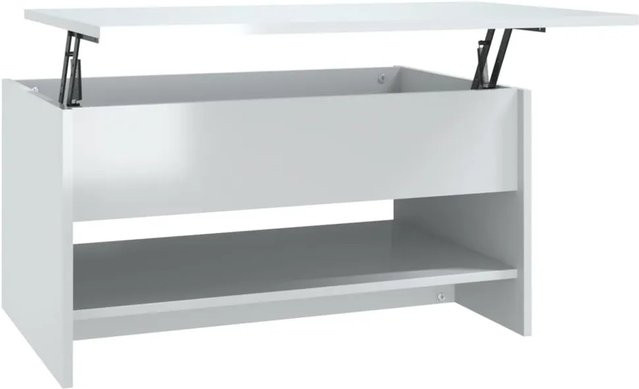 vidaXL Couchtisch in Hochglanz Weiß mit Lift-up-Funktion, modern und rechteckig, B/T/H: 80 x 50 x 40 cm - Bild 1