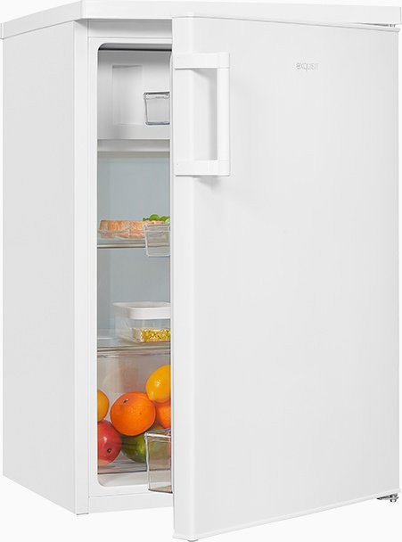 Exquisit Kühlschrank KS16-4-H-010E in Weiss mit umkehrbarer Tür, LED-Innenbeleuchtung und Flaschenregal, B/T/H: 57,5 x 60,0 x 137,0 cm - Bild 1