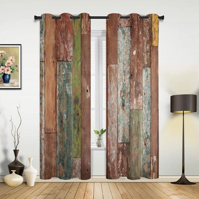 Landhaus Vorhang im Scheunentür-Design für Wohnzimmer, Küche und Schlafzimmer, halbtransparent, Mehrfarbig, Breite: 135 cm, Höhe: 60 cm - Bild 1