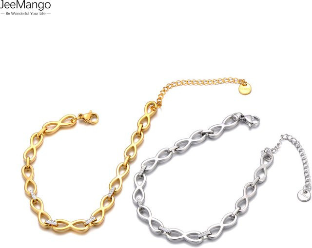 Jeemango Kette & Armband, Edelstahl, Kristall, Gold, Damen - Bild 1