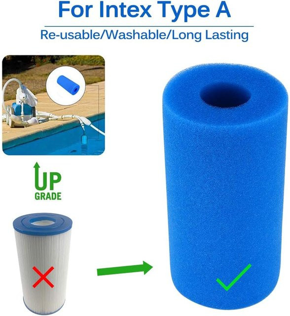 Intex Typ A Schwimmbad Filter Schaumstoff Reiniger Blau, wiederverwendbarer Biofoam Schwamm für Pool-Teile - Bild 1