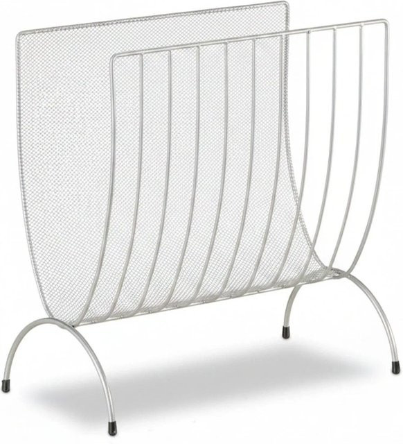 Relaxdays Zeitungsständer aus Metall in Silber, moderner Mesh-Zeitungshalter für Wartebereiche, B/T/H: 35 x 34 x 18 cm - Bild 1