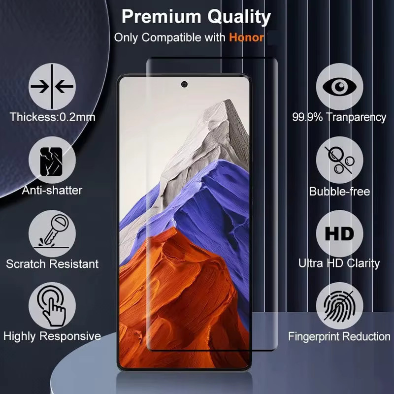 4er-Pack 3D-Displayschutz aus gehärtetem Glas für Honor 90 und Honor 90 Pro, transparent, mit Anti-Fingerabdruck- und bruchsicherer Beschichtung - Bild 6