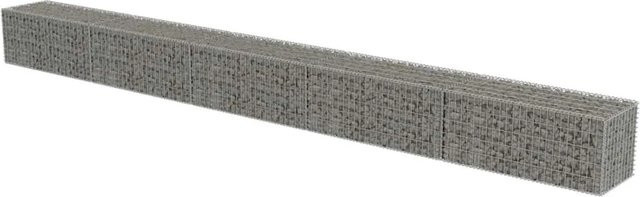 vidaXL Gabionenwand mit Abdeckung aus verzinktem Stahl in Silber und Grau, B/T/H: 600 x 50 x 50 cm - Bild 1