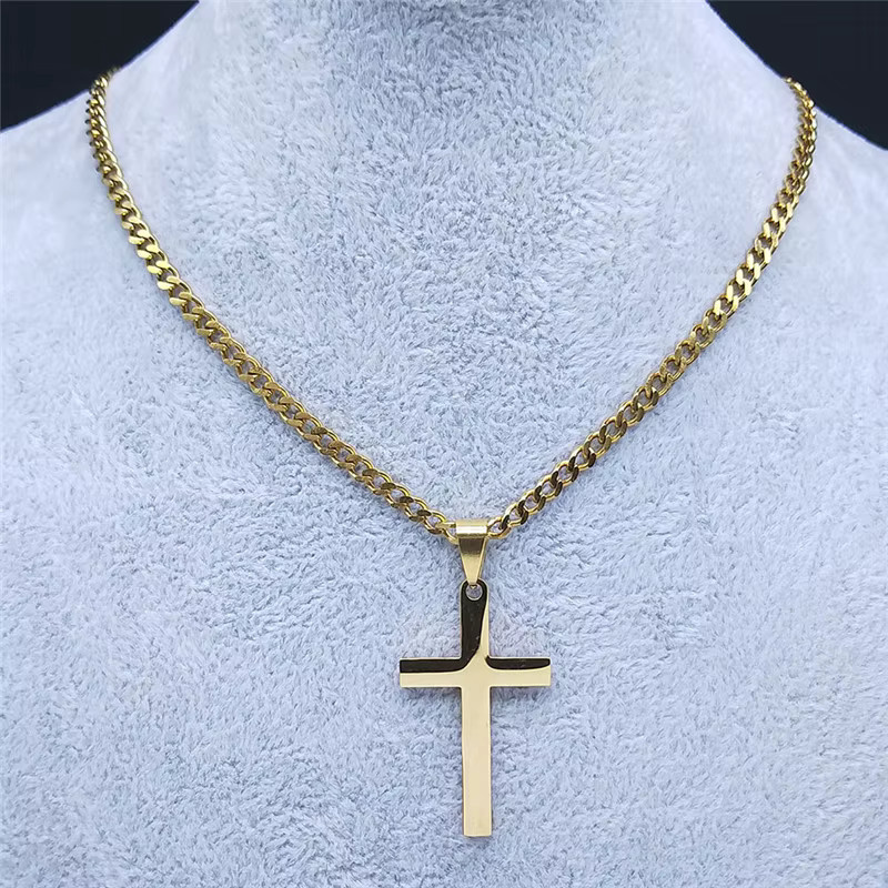 JYTF Halskette Edelstahl, goldfarben, Jesus-Kreuz, Unisex - Bild 3