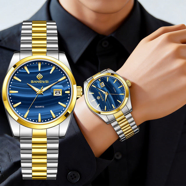 BANGWEI Armbanduhr Quarz, Edelstahl, Blau, Herren - Bild 1