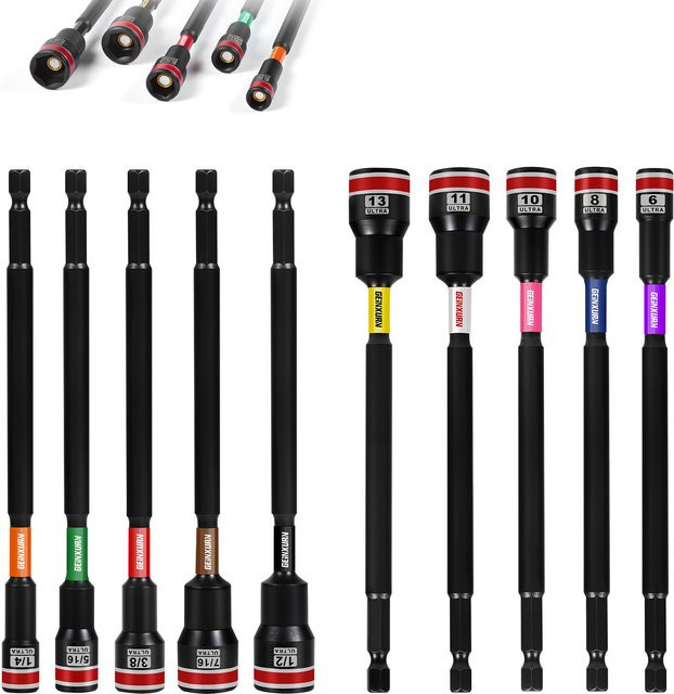Geinxurn Schlagmuttern-Schraubendreher-Set mit 8, 10 und 13 mm metrischen Größen aus Legierungsstahl inklusive Aufbewahrungskoffer - Bild 1