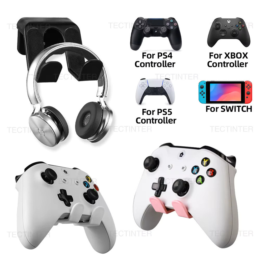 TECTINTER Universal Wandhalterung in Weiß für Controller und Headsets, kompatibel mit PS5, PS4, Switch Pro und Xbox One - Bild 2