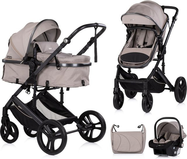 Chipolino Kinderwagen 3 in 1 Amore Kombikinderwagen mit Babyschale, Adapter, Wickeltasche und Fußabdeckung in Braun - Bild 1