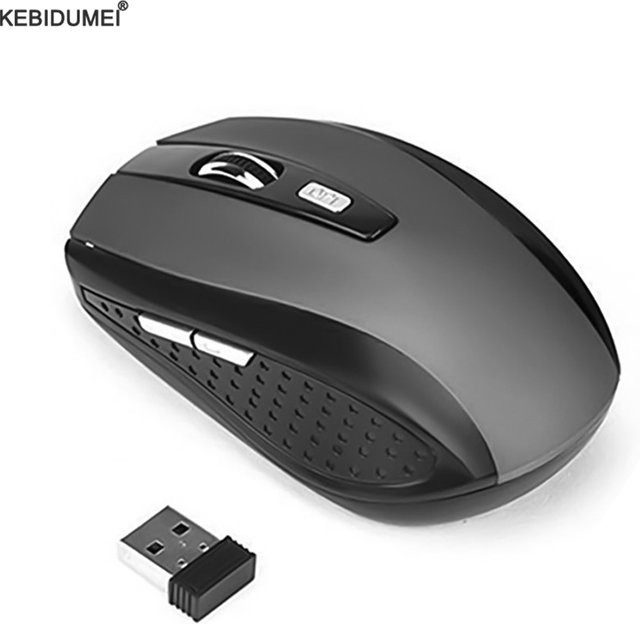 Kebidumei 2,4G Drahtlose Gaming Maus mit 6D Optik, geräuschlos und schlank, DPI 1600, in Schwarz oder Grau - Bild 1