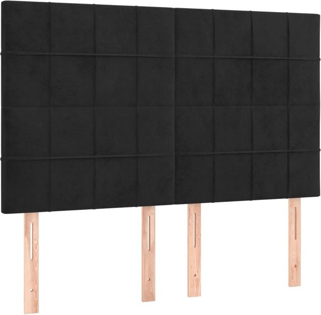 vidaXL LED Kopfteil in Schwarz aus Samt mit USB-Ladeport und integrierter Beleuchtung, B/T/H: 144 x 5 x 118 cm bis 128 cm - Bild 1
