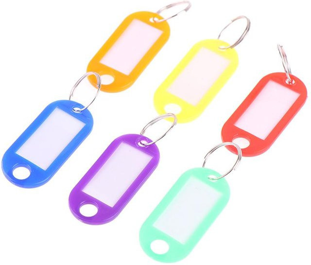Housspace 10er Set Multicolor Schlüsselanhänger und ID-Etiketten für Gepäck oder Hotelnummern in Gelb und weiteren Farben - Bild 1