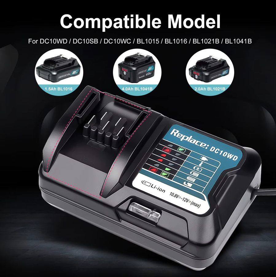 Makita DC10WD Ladegerät für 10,8 V und 12 V Akkus in Schwarz - Bild 6